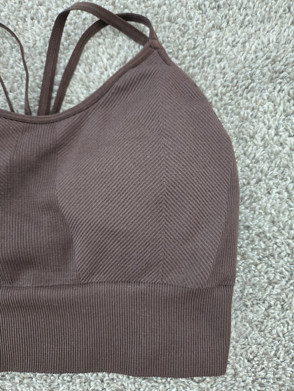 P'tula SEAMLESS Razor Longline Sports Bra. Color: Sable. Size small. - Picture 4 of 7